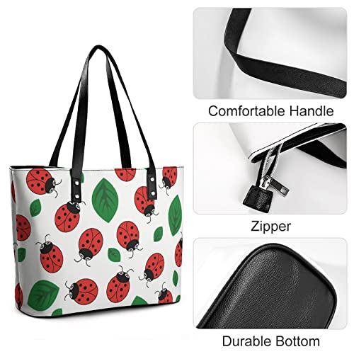 Womens Handbag Ladybug Leather Tote Bag Top Handle Satchel Bags For Lady