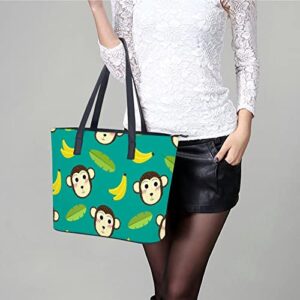 Womens Handbag Monkey Banana Leaf Leather Tote Bag Top Handle Satchel Bags For Lady