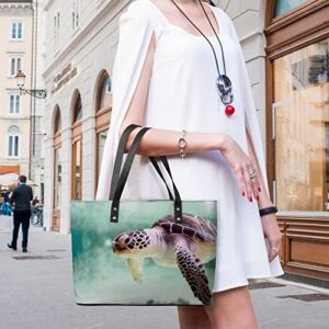 Womens Handbag Sea Turtle Leather Tote Bag Top Handle Satchel Bags For Lady