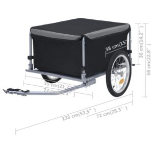 CUMYZO Bike Cargo Trailer with Removable Cargo Compartment and Weather-Resistant Cover, Loading Bike Trailer Storage Cart with Reflectors for Carrying Groceries, Camping Gear 53.5"x28.3"x22.8"