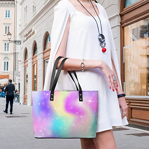 Womens Handbag Rainbow Leather Tote Bag Top Handle Satchel Bags For Lady