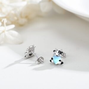 Hypoallergenic Cow Earrings 925 Sterling Silver Cute Animal Cow Stud Earrings Cow Stuffed Jewelry Birthday Gifts for Women