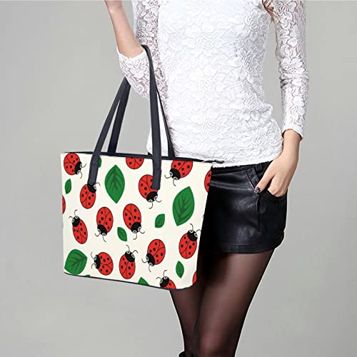 Womens Handbag Ladybug Leather Tote Bag Top Handle Satchel Bags For Lady