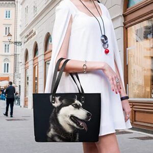 Womens Handbag Husky Dog Leather Tote Bag Top Handle Satchel Bags For Lady