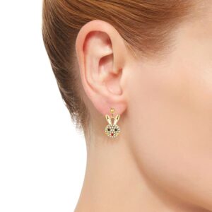 Crystal Bunny Earrings for Women, Shiny Rhinestones, Lightweight Hypoallergenic Gold/Silver Animal Drop Earrings (Gold)