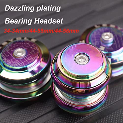 BOXKAT Headsets Set 44-56mm Mountain Bike Aluminum Alloy Bearing Headset Dazzling Color Head Bowl Road Bike (Color : Dazzle, Size : 44-55mm)