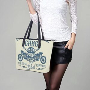 Womens Handbag Skull Motorcycle Leather Tote Bag Top Handle Satchel Bags For Lady