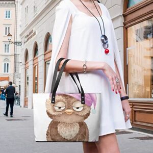 Womens Handbag Owl Leather Tote Bag Top Handle Satchel Bags For Lady