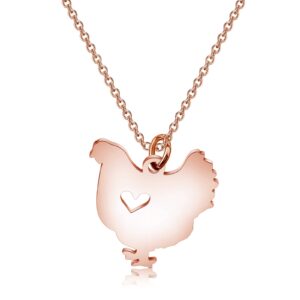 KEYCHIN Funny Chicken Necklace Chicken Lover Gifts Chicken Hen Pendant Jewelry for Chicken Mom Chicken Lady Chicken Owner (Chicken NK-RG)