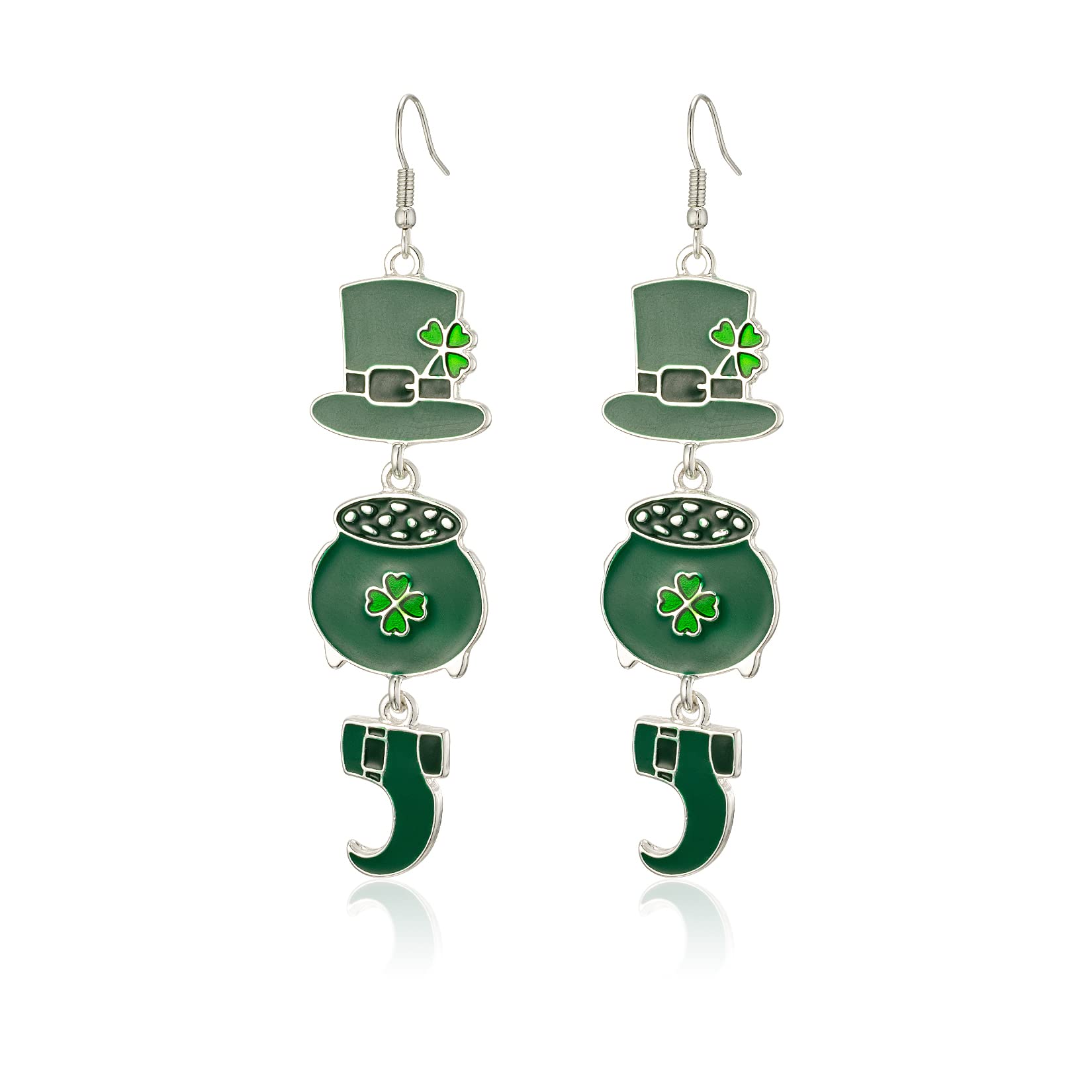 St. Patrick's Day Earrings for Women Shamrock Dangle Earrings Multi Green Silver Plated 4-Leaf Clover Gifts Holiday Party Decorations Accessories