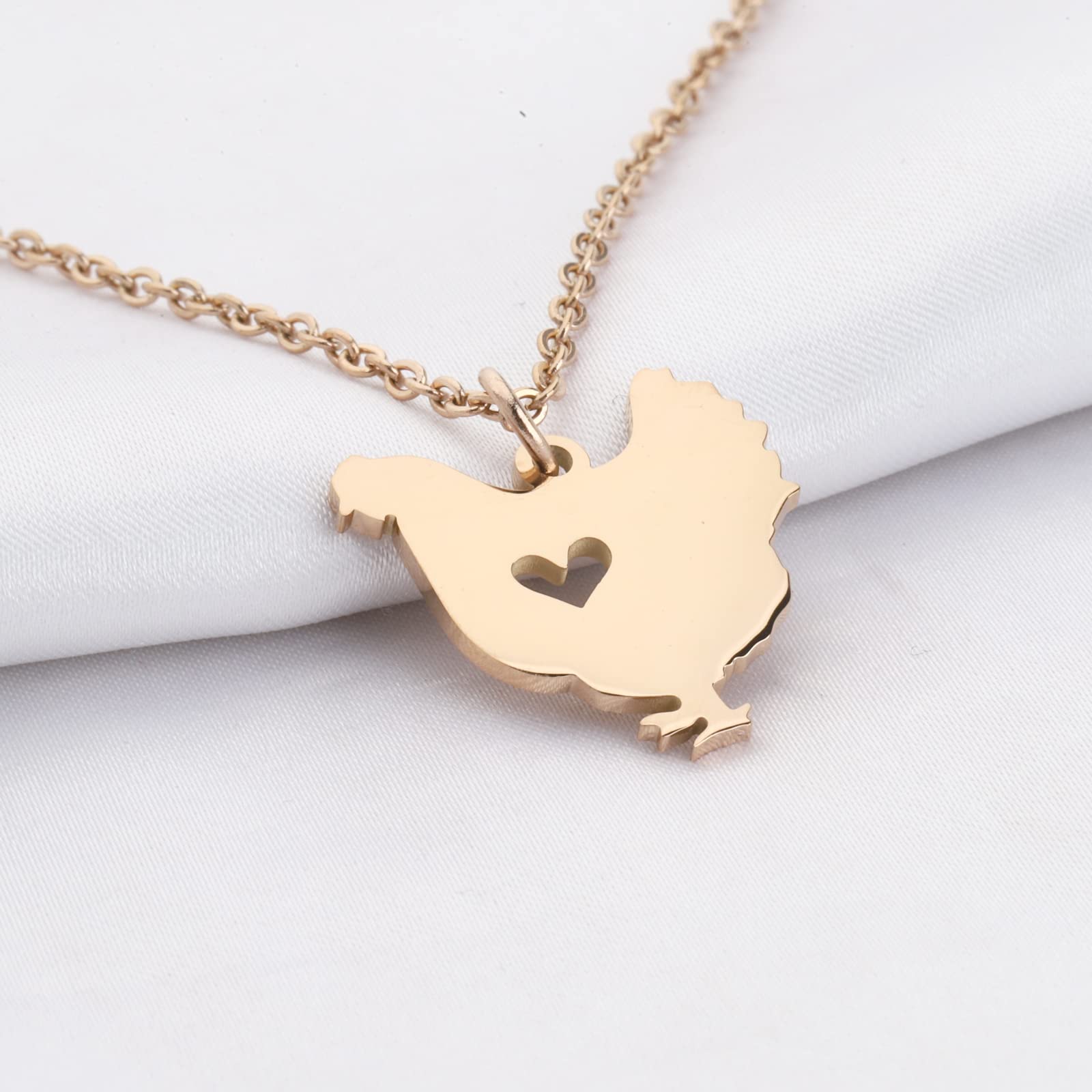 KEYCHIN Funny Chicken Necklace Chicken Lover Gifts Chicken Hen Pendant Jewelry for Chicken Mom Chicken Lady Chicken Owner (Chicken NK-RG)