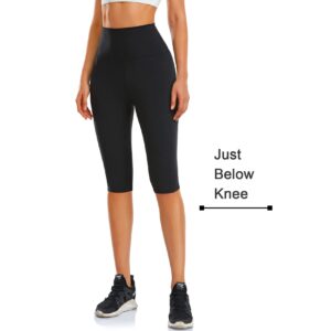 Women's Knee Length Leggings-High Waisted Capri Pants Biker Shorts for Women Yoga Workout Exercise Short Casual Summer