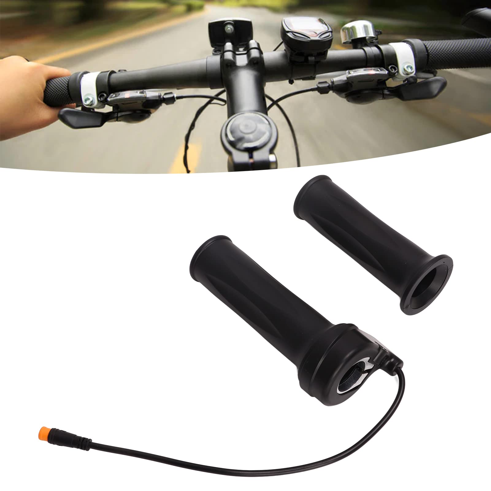 Electric Bike Throttle Grips, 1 Pair Plastic Sensitive Scooter Accelerator Turn Handle with Waterproof Joint for Conversion