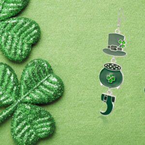 St. Patrick's Day Earrings for Women Shamrock Dangle Earrings Multi Green Silver Plated 4-Leaf Clover Gifts Holiday Party Decorations Accessories