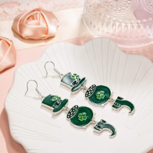 St. Patrick's Day Earrings for Women Shamrock Dangle Earrings Multi Green Silver Plated 4-Leaf Clover Gifts Holiday Party Decorations Accessories