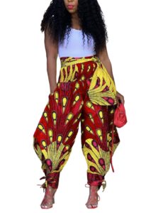 women's yoga harem pants afriacan print joggers hippie bohemian palazzo lounges with pockets red