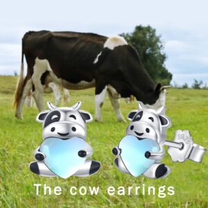 Hypoallergenic Cow Earrings 925 Sterling Silver Cute Animal Cow Stud Earrings Cow Stuffed Jewelry Birthday Gifts for Women