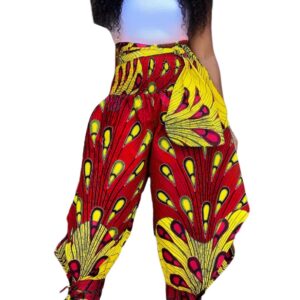 Women's Yoga Harem Pants Afriacan Print Joggers Hippie Bohemian Palazzo Lounges with Pockets Red