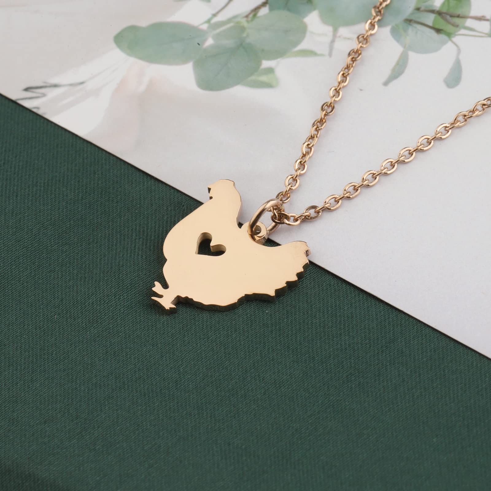 KEYCHIN Funny Chicken Necklace Chicken Lover Gifts Chicken Hen Pendant Jewelry for Chicken Mom Chicken Lady Chicken Owner (Chicken NK-RG)