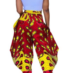 Women's Yoga Harem Pants Afriacan Print Joggers Hippie Bohemian Palazzo Lounges with Pockets Red