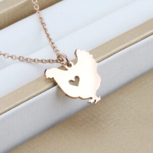 KEYCHIN Funny Chicken Necklace Chicken Lover Gifts Chicken Hen Pendant Jewelry for Chicken Mom Chicken Lady Chicken Owner (Chicken NK-RG)