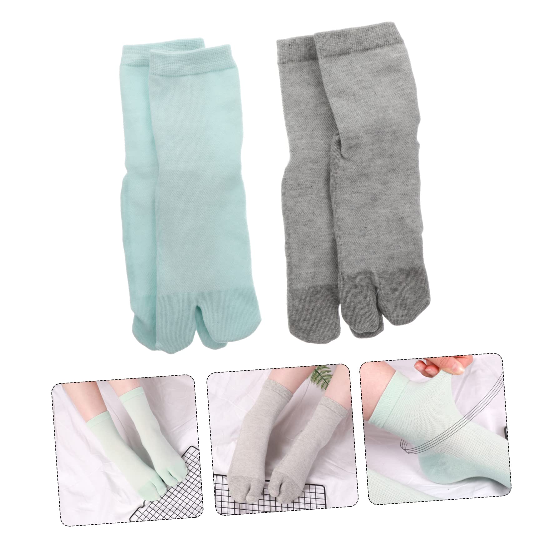 SOIMISS 2 Pairs Two Toe Socks Girl Clothing Sports Clothing Green Slippers for Women No- Show Liner Socks Shoes Big Toe Style Tabi Socks Adorable Socks Toe Socks Wear-Resistant Socks Miss