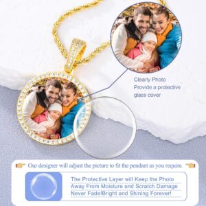 YIMERAIRE Picture Necklace Personalized Customized Engraved Text Photo Memory Pendant Heart Women Locket Photo Pendant Necklace Custom Picture Necklace Father Day Gift