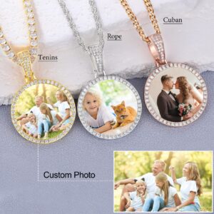 YIMERAIRE Picture Necklace Personalized Customized Engraved Text Photo Memory Pendant Heart Women Locket Photo Pendant Necklace Custom Picture Necklace Father Day Gift