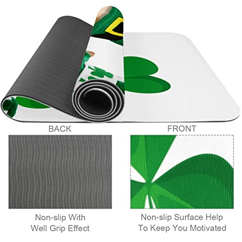 Yoga Mat, Yoga Mats for Home Workout, Workout Mat, Exercise Mats, Pilates Mat, St-Patrick's Day dog clover green pattern