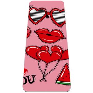 yoga mat, yoga mats for home workout, workout mat, exercise mats, pilates mat, lipstick love eyes cake