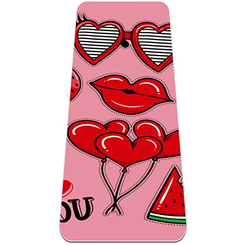 Yoga Mat, Yoga Mats for Home Workout, Workout Mat, Exercise Mats, Pilates Mat, Lipstick Love Eyes Cake