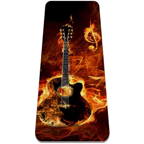 Yoga Mat, Yoga Mats for Home Workout, Workout Mat, Exercise Mats, Pilates Mat, Flame Note Guitar