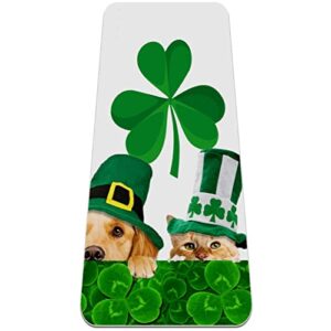 yoga mat, yoga mats for home workout, workout mat, exercise mats, pilates mat, st-patrick's day dog clover green pattern