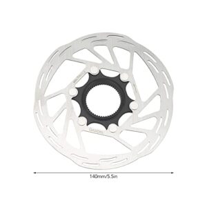 Disc Brake Rotor 140mm OD 44mm Hole Distance 6‑Bolt Central Lock Stainless Steel Bike Disc Brake Rotor, Mountain Bike Bicycle Rotors Modification Accessories