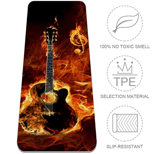 Yoga Mat, Yoga Mats for Home Workout, Workout Mat, Exercise Mats, Pilates Mat, Flame Note Guitar