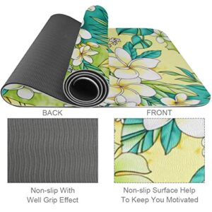 Yoga Mat, Yoga Mats for Home Workout, Workout Mat, Exercise Mats, Pilates Mat, tropical flower leaf plant pattern