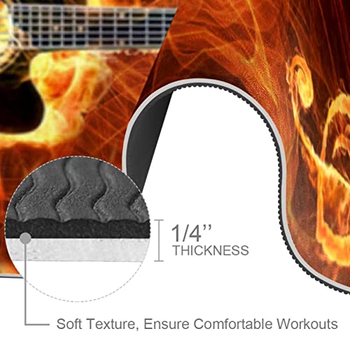 Yoga Mat, Yoga Mats for Home Workout, Workout Mat, Exercise Mats, Pilates Mat, Flame Note Guitar