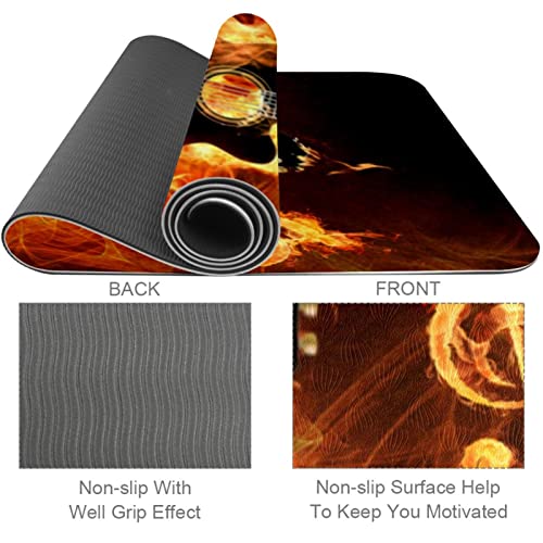 Yoga Mat, Yoga Mats for Home Workout, Workout Mat, Exercise Mats, Pilates Mat, Flame Note Guitar