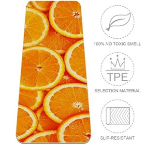 Yoga Mat, Yoga Mats for Home Workout, Workout Mat, Exercise Mats, Pilates Mat, Fruit Orange Art pattern