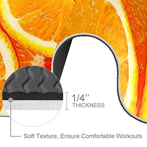 Yoga Mat, Yoga Mats for Home Workout, Workout Mat, Exercise Mats, Pilates Mat, Fruit Orange Art pattern