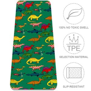 Yoga Mat, Yoga Mats for Home Workout, Workout Mat, Exercise Mats, Pilates Mat, Dinosaur Green Background