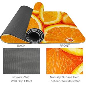 Yoga Mat, Yoga Mats for Home Workout, Workout Mat, Exercise Mats, Pilates Mat, Fruit Orange Art pattern