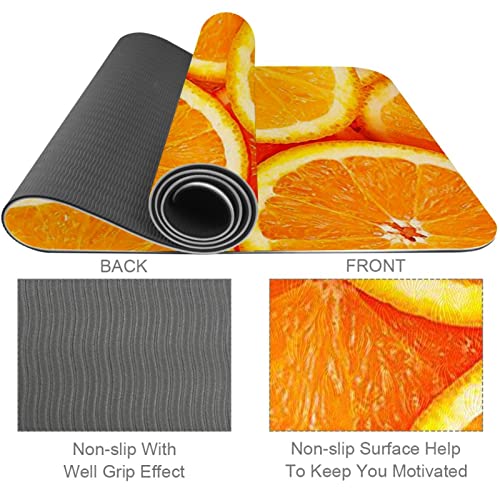 Yoga Mat, Yoga Mats for Home Workout, Workout Mat, Exercise Mats, Pilates Mat, Fruit Orange Art pattern