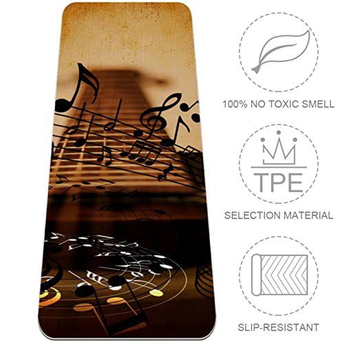 Yoga Mat, Yoga Mats for Home Workout, Workout Mat, Exercise Mats, Pilates Mat, Abstract Musical Note Guitar