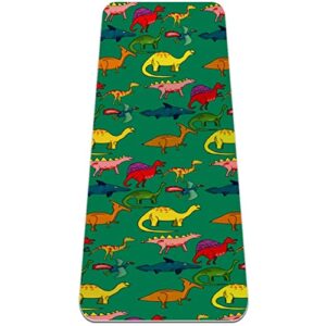 yoga mat, yoga mats for home workout, workout mat, exercise mats, pilates mat, dinosaur green background