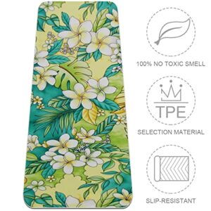 Yoga Mat, Yoga Mats for Home Workout, Workout Mat, Exercise Mats, Pilates Mat, tropical flower leaf plant pattern