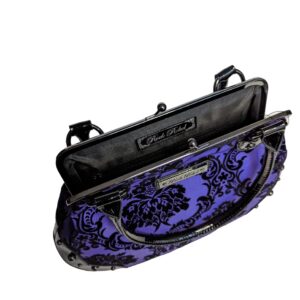 Rock Rebel Mistress Black on Royal Purple Handbag Violet Victorian Damask Retro Kisslock Purse