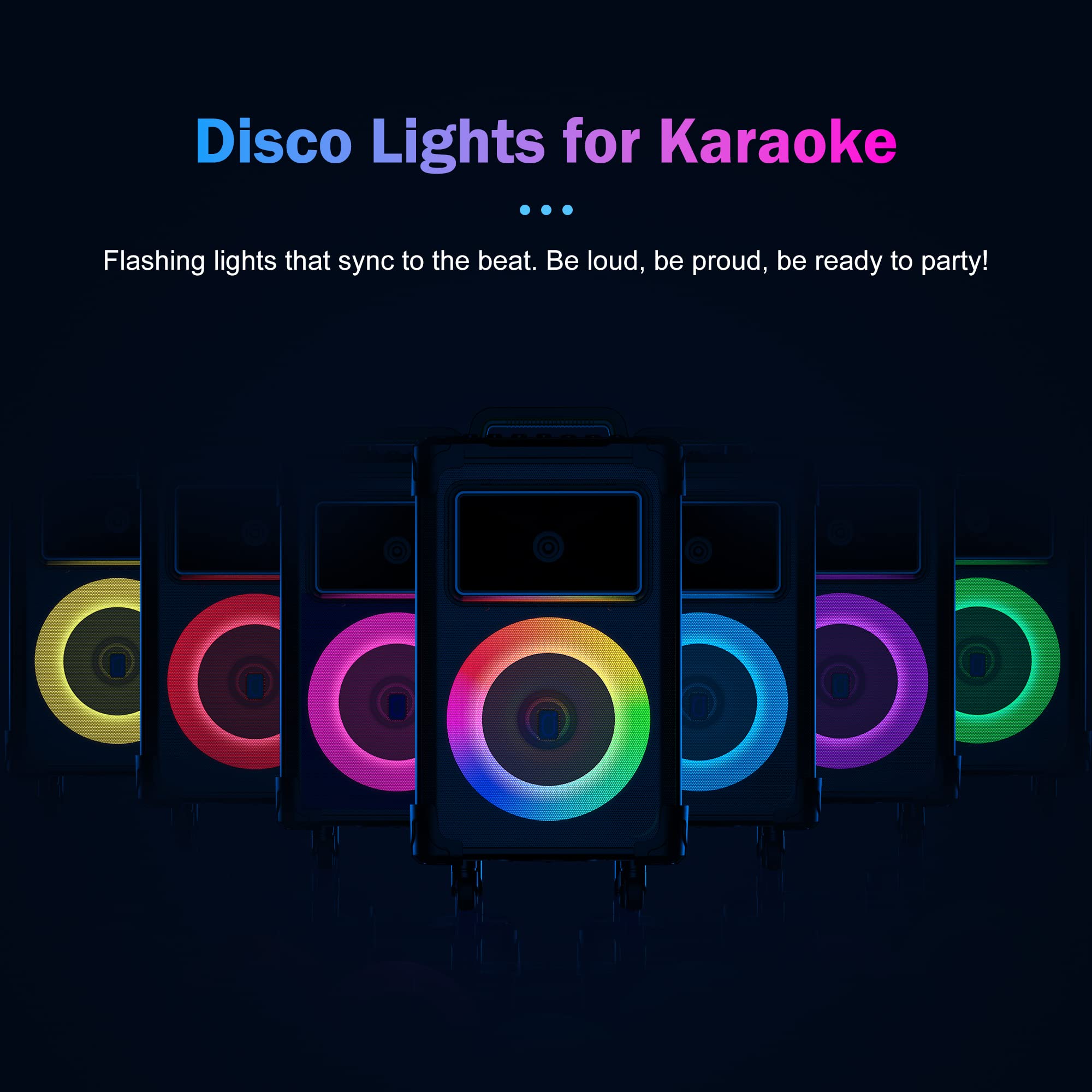 JYX Karaoke Machine with 2 Mics and Disco Light,Livestream Speaker PA System Sbuwoofer with 8 Sound Effects,Lyrics Display Holder,LED Lights,Treble/Bass Adjustment, Support TWS/REC/FM/USB/SD/AUX-in