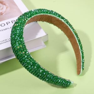 vokone St Patricks Day Headband Bejewelled Crystal Beaded Padded Headband Statement St Patricks Day Costume Headwear Hair Accessory