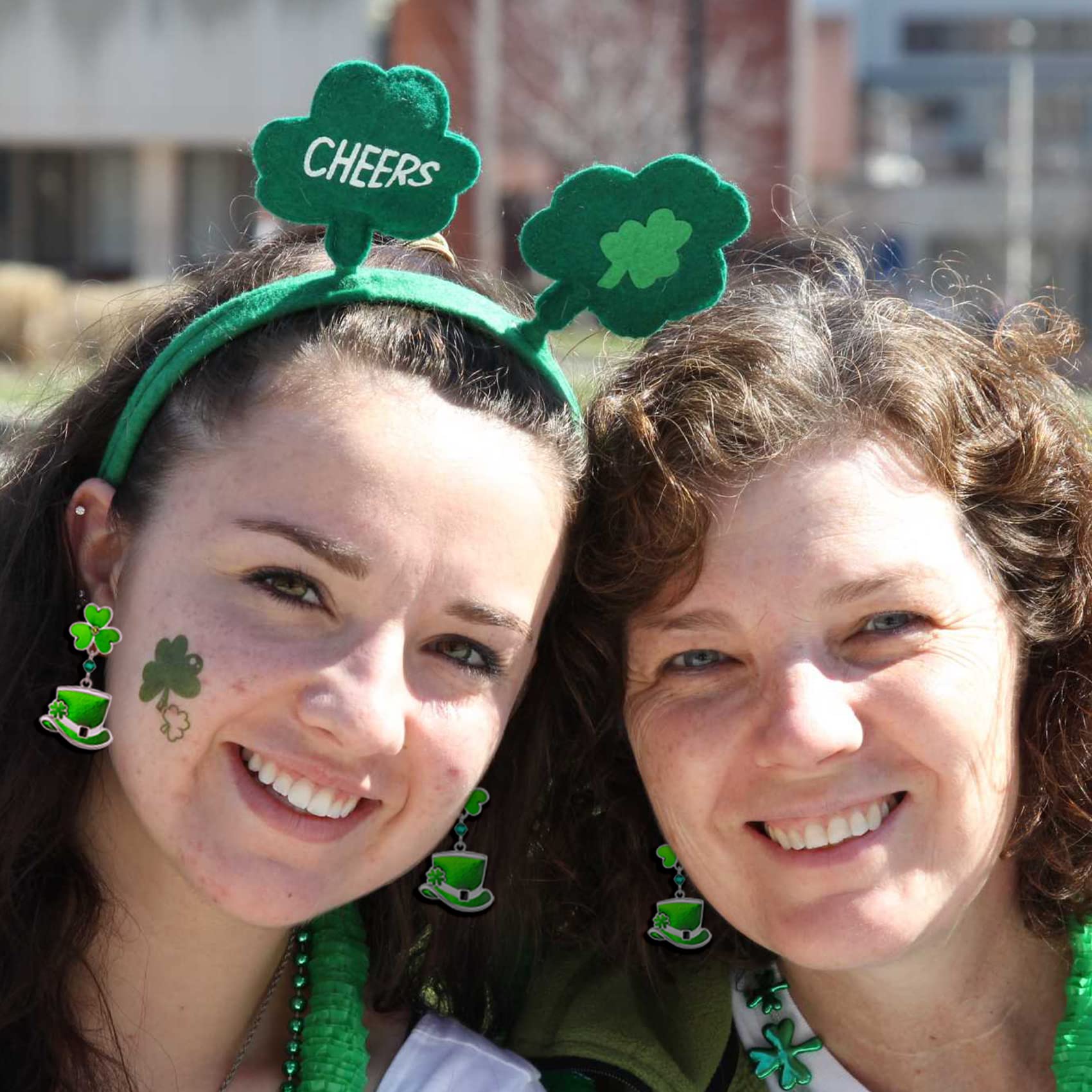 St. Patrick's Day Earrings, St Patricks Day Accessories, Shamrock Earrings, Stud Earrings for Women, 3-leaf Clover with Green Top Hat Drop Dangle Earrings for Women, E04A